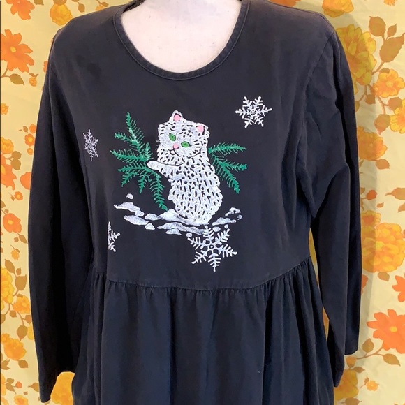 Cute Vintage Glitter Cat 90s Dress - Picture 6 of 8